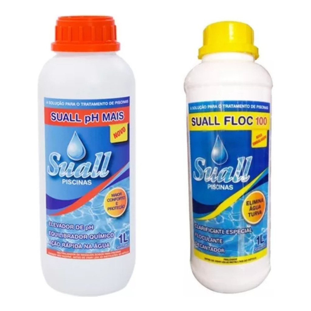 Kit Tratamento De Choque Piscina Ph Mais Clarificante Suall em Oferta na Shopee