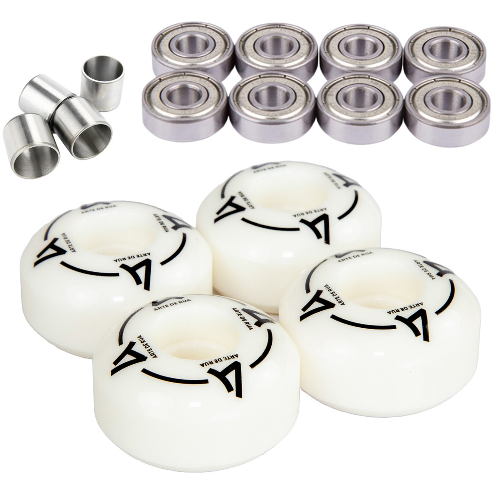Kit Roda Skate Arte de Rua Profissional Street 53mm + Rolamento Abec 7 E Espaçador