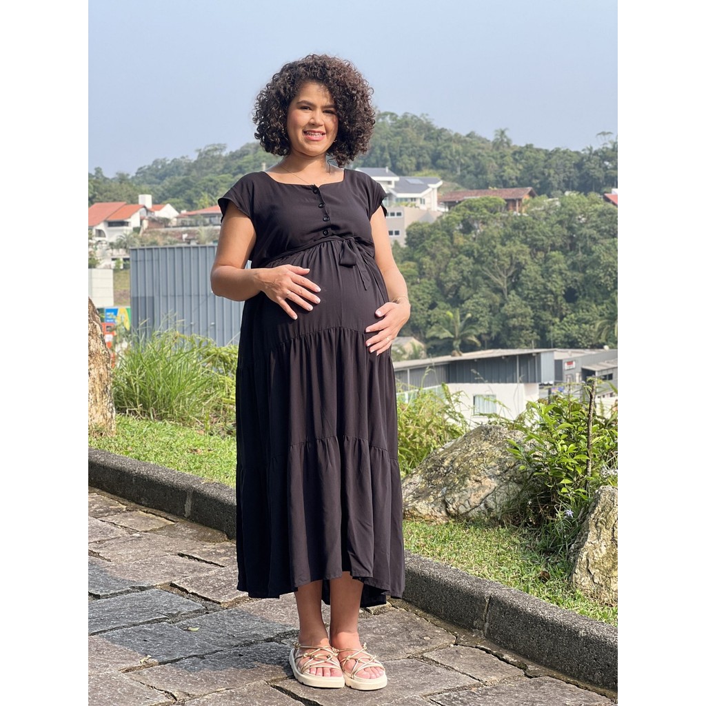 Vestido Gestante Amamentação Midi 3 Marias Plus Size