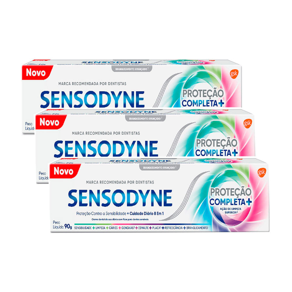Kit 3 Creme Dental Sensodyne Proteção Completa+ 90g - Health
