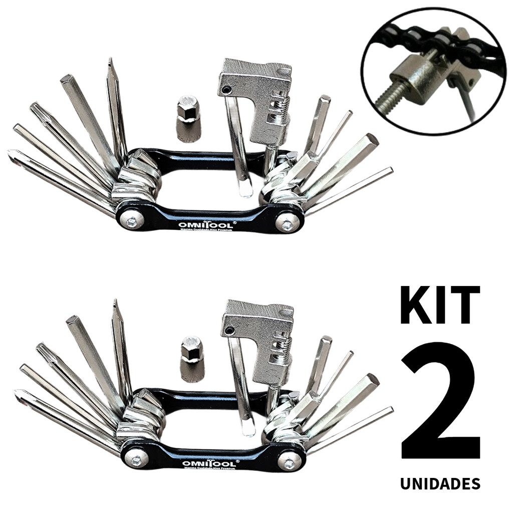 2x Canivete Kit 12 Funções Bike Chave Corrente Bicicleta Mtb Reparo ferramenta manutencao Allen