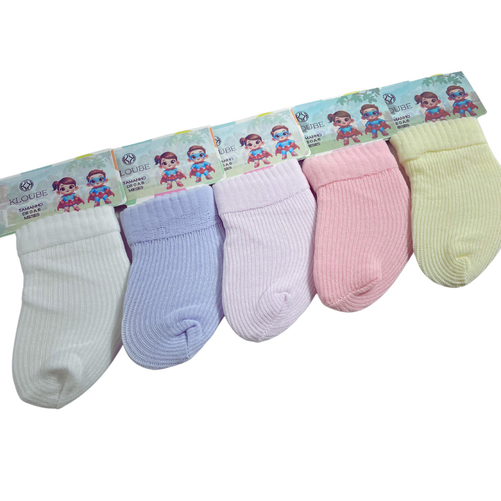 Kit 12 Pares de Meias para Bebê Recém Nascido RN 0–6 Meses | Enxoval e Saída Maternidade Essencial