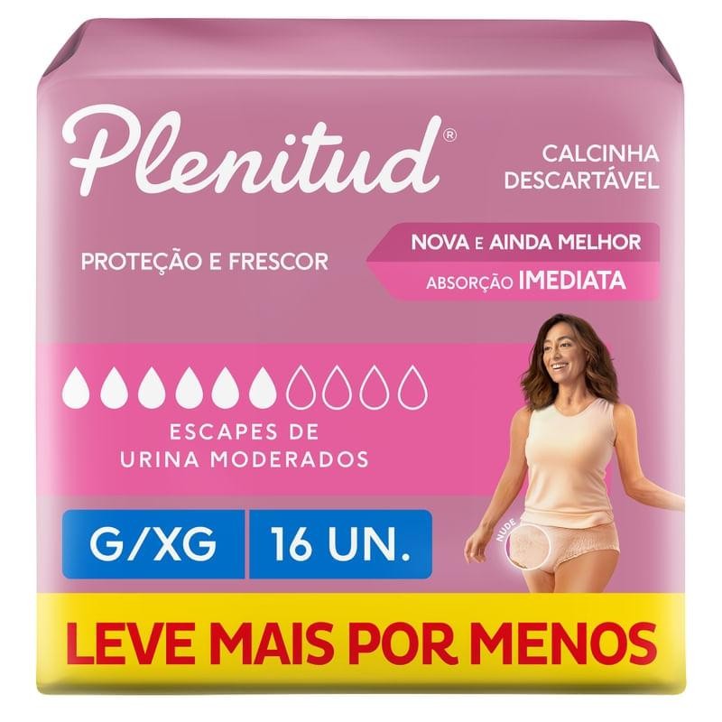 Calcinha Descartável Plenitud Escapes de Urina Moderados G/XG 16 Unidades em Oferta na Shopee
