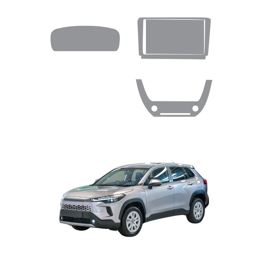 Película PPF Proteção Kit Console Ar Velocímetro Multimídia Toyota Corolla Cross XRX Hybrid 2025 TPU Anti Risco