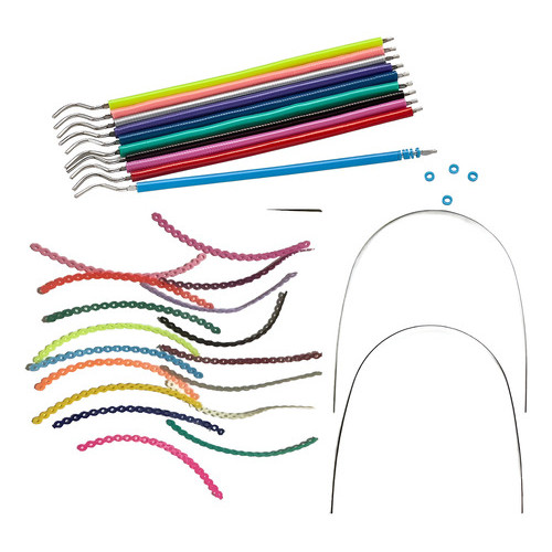Kit 500 Borrachinhas Aparelho + 5 Trançadas + 2 Fios Prata (Cores Sortidas)