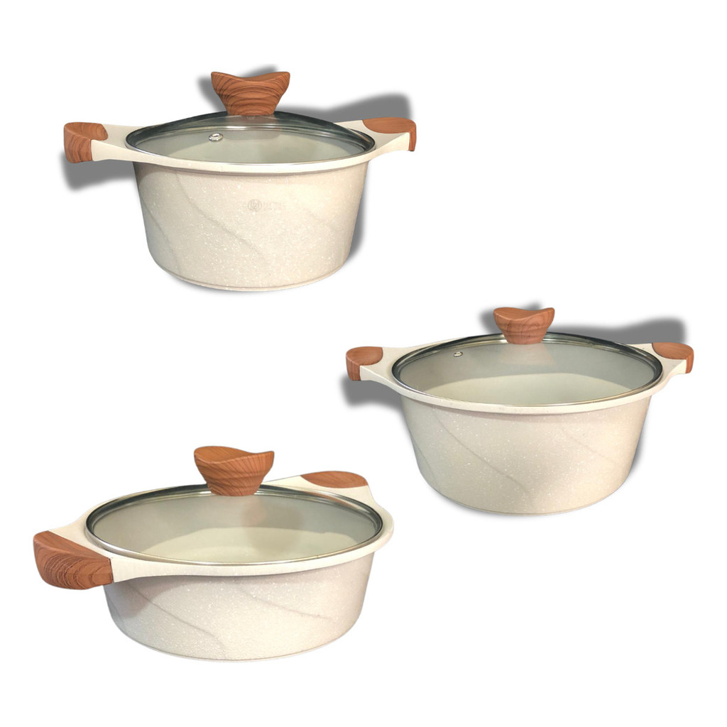 Conjunto Panelas Antiaderente 6 Peças 3 Panelas 3 Tampas Cozinha Casa Tampa Vitrocerâmico