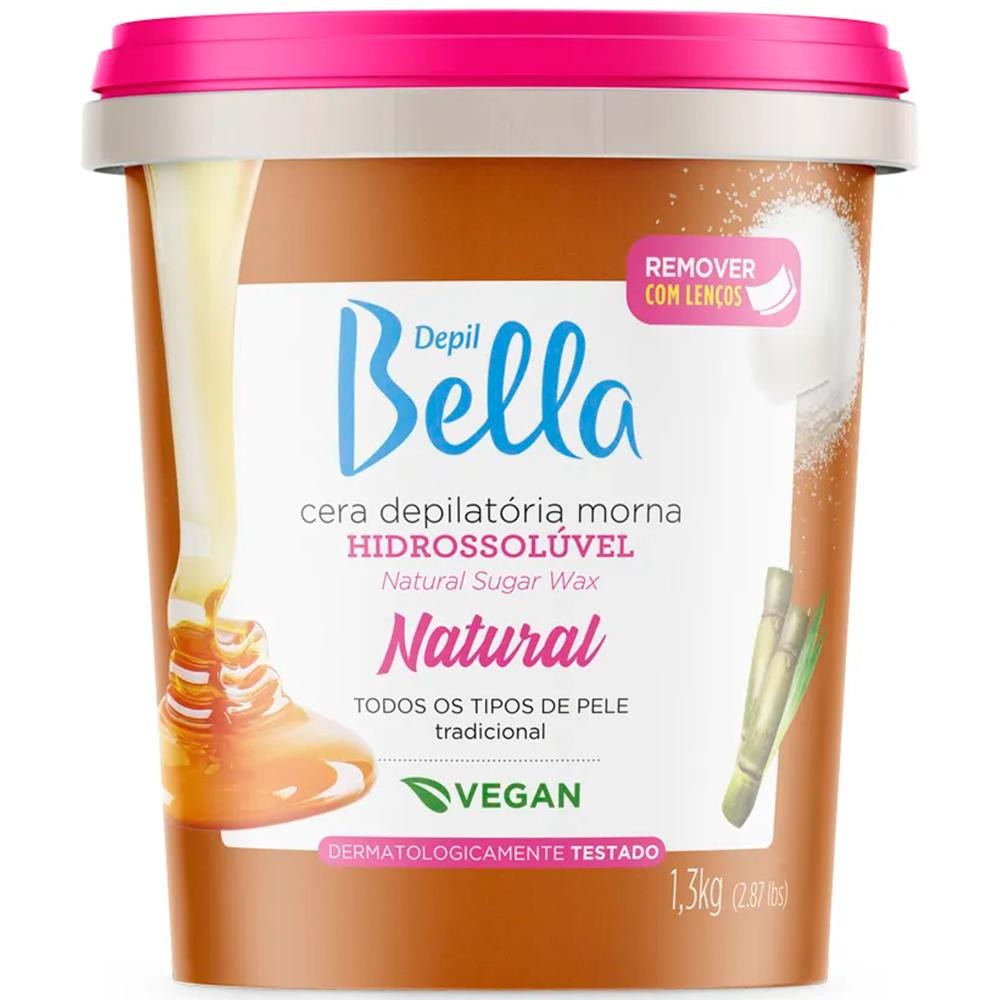 Depil Bella Cera Depilatória Hidrossolúvel Ação Refrescante Vegano 1,3Kg Natural