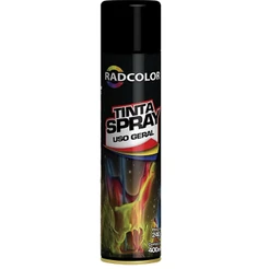Tinta Spray Preto Fosco Uso Geral Radcolor 400ml RC2102