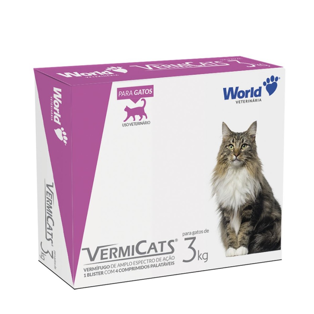 Vermicats 600MG 4 Comprimidos Vermífugo Para Gatos Felinos - Pets
