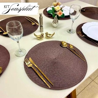 KIT 2/4 Jogo Americano Redondo Jantar para Mesa Posta 38*38CM