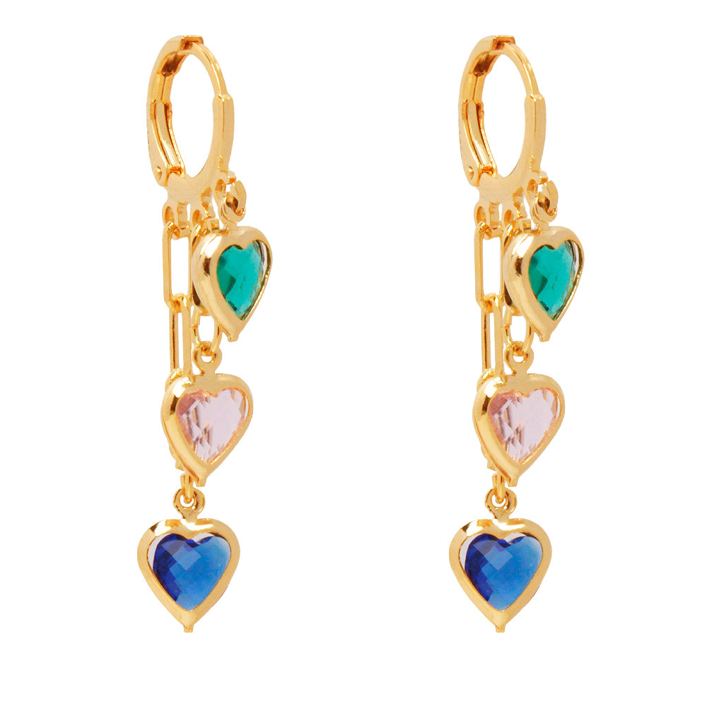 Brinco Argolinha Com Cartier e Corações Folheado A Ouro em Oferta na Shopee