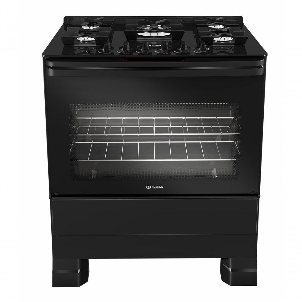Fogão Mueller 5 Bocas Preto Bivolt Mesa de Vidro e Tripla Chama MFV5BF em Oferta na Shopee