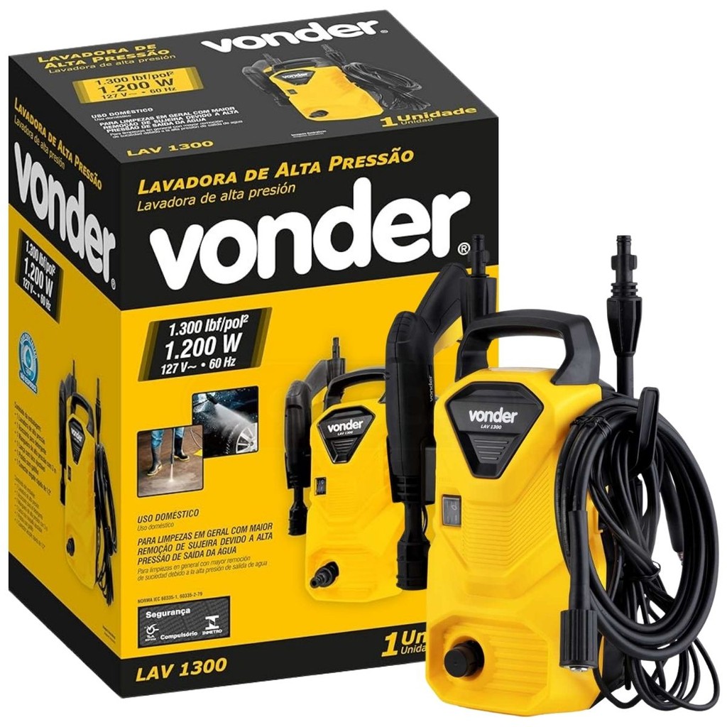 Lavadora de Alta Pressão para Limpeza de Àreas Externas 1300psi LAV1300 - Vonder