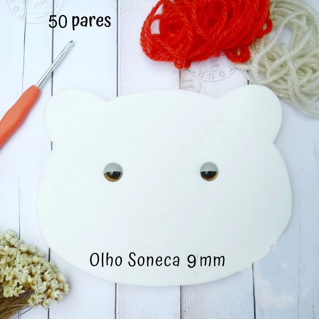 Olho Soneca 09mm (50 pares) Castanhos para Amigurumi/Crochê