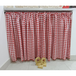 Cortina de Pia para Cozinha Tecido Xadrez Vermelho 1.50 X 0.80 Decoração em Oferta na Shopee