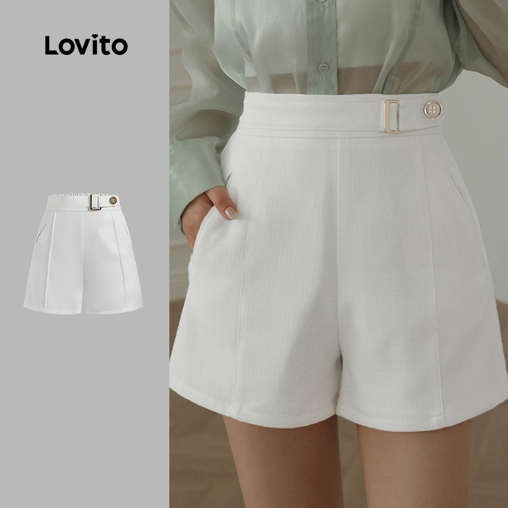 Lovito Curto elegante de Metal liso para mulheres L120LD1140 - Women Clothes