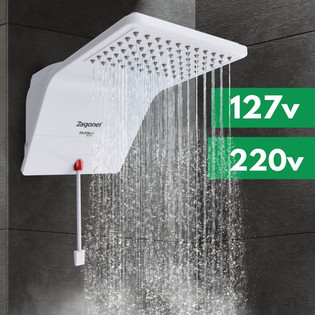 Chuveiro Ducha Eletrônica Ducali Zagonel Branco 127V 5500W 200V 7500W Temperatura Banheiro Casa Banho Água Jato Pressão