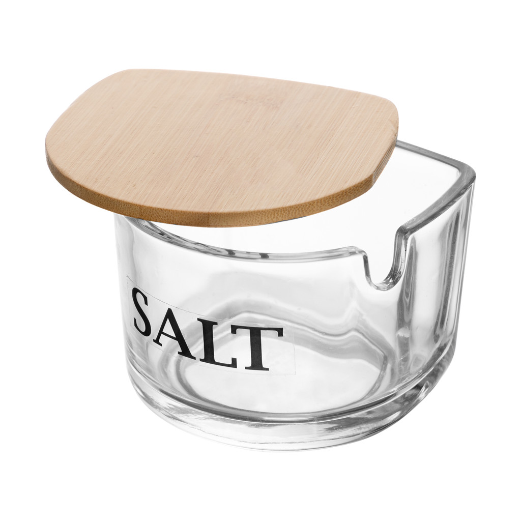 Saleiro de Vidro com Tampa de Bambu 10x10x8cm - Wolff em Oferta na Shopee