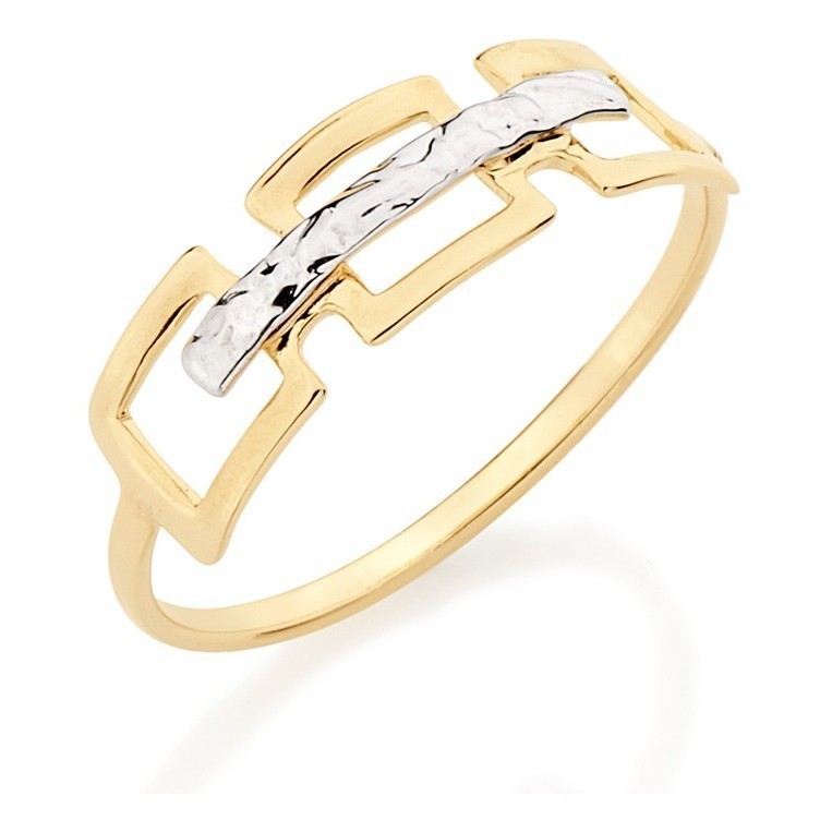 Anel Quadrados Vazados, Com Rhodium. Rommanel 510002 em Oferta na Shopee