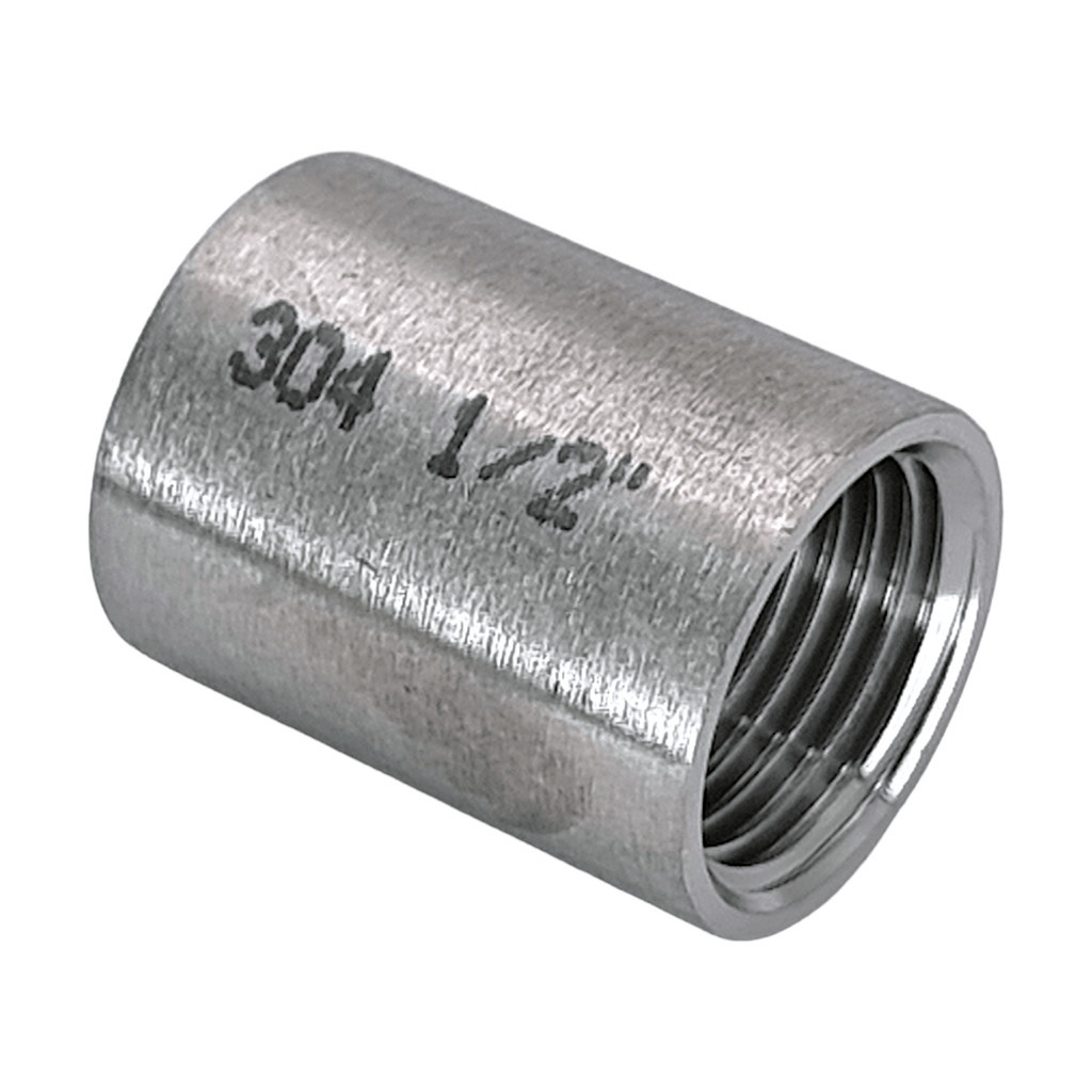 Conexão Luva de União Rosca BSP Inox 304 - 1/2 polegada