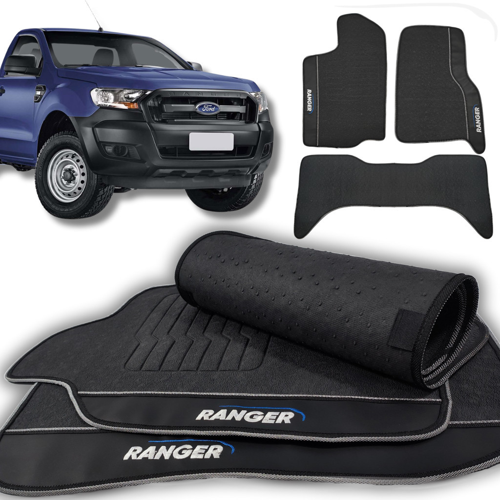 Tapete Ranger 1998 1998 1999 2000 a 2010 2011 2012 Caminhonete 3 peças Preto - Pronta Entrega Preto!