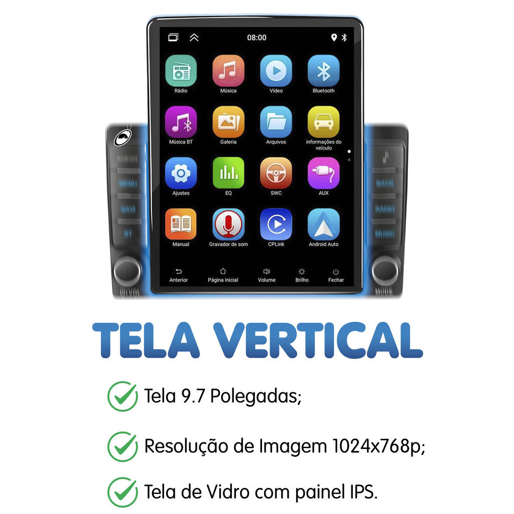Multimídia Vertical Tesla 9.7" Polegadas HT-9700CA 2GB Ram 32GB + Câmera de Ré — imagem 2 de 2