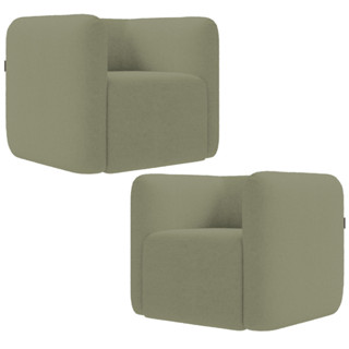 Kit 02 Poltronas Decorativas Para Sala de Estar Fixa Living Peônia K01 Bouclê Verde - Lyam Decor em Oferta na Shopee