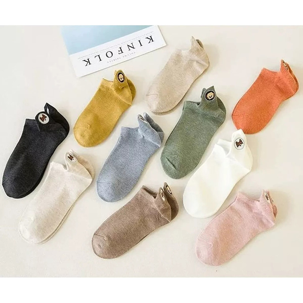 10 Pares De Meias De Barco De Algodão Puro Desenhos Animados Sorrindo Meias Femininas Engraçadas