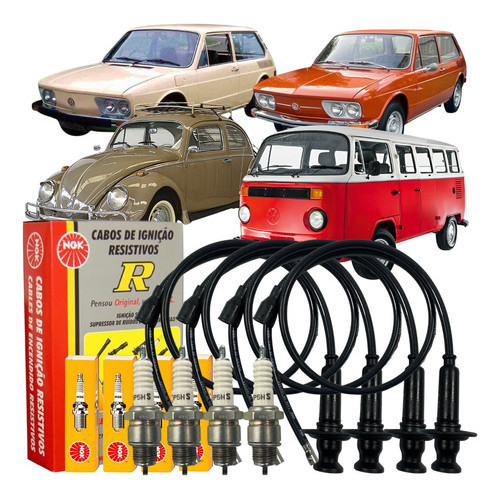 Kit Vela Cabo Ignição Vw Fusca Kombi Brasília