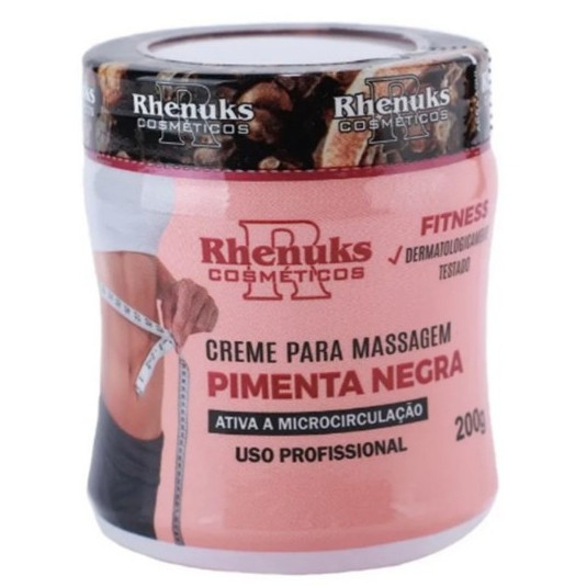 Creme de Pimenta Negra 200g Rhenuks REDUTOR DE MEDIDAS E ESTRIA