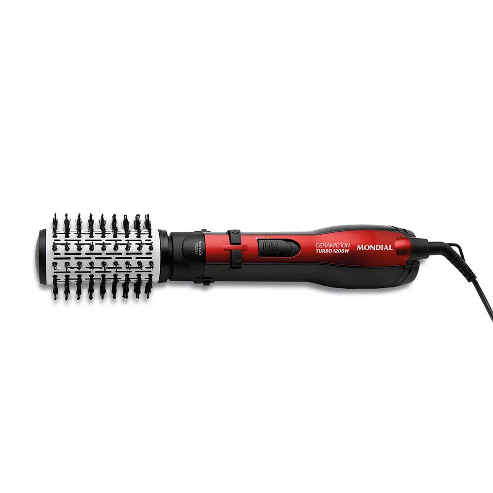 Escova Rotativa Ceramic Íon Turbo, Mondial, Vermelho/Preto, 1200W, 220V - ER-09 em Oferta na Shopee