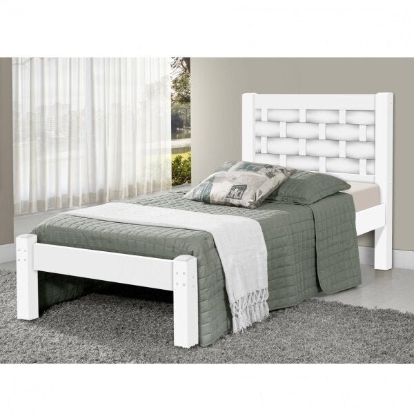 Cama Solteiro Laila  Branco - Home & Living