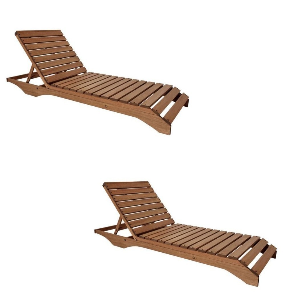 Conjunto 2 Espreguiçadeiras para Jardim em Madeira Maciça Chaise Long - Home & Living