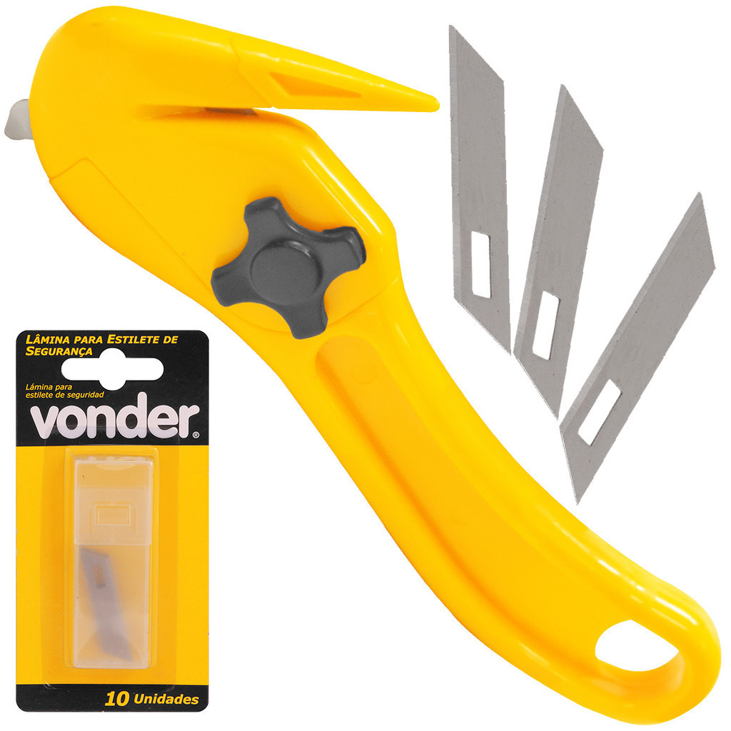 Estilete De Segurança Pelicano Bico De Pato + 10 Lâminas