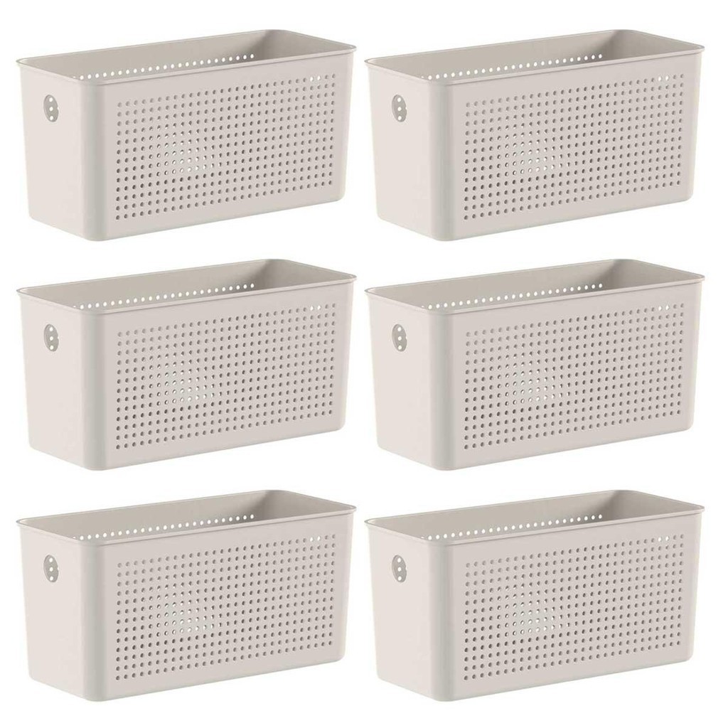 6x Cesto 4,2L Organizador OU Flow Bege 12cm x 13cm x 27cm - Home & Living