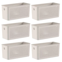 6x Cesto 4,2L Organizador OU Flow Bege 12cm x 13cm x 27cm