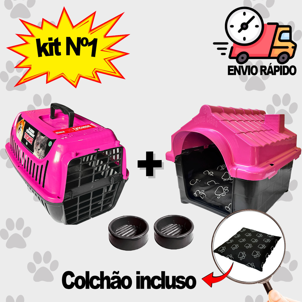 Casinha de Cachorro N 2 Pequena Cama Para Cachorro + Caixa de Transporte N1 Gato Cachorro