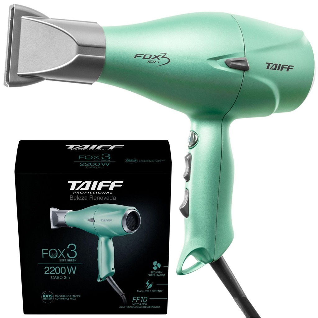 Secador De Cabelo Taiff Fox Ion 3 Original Verde