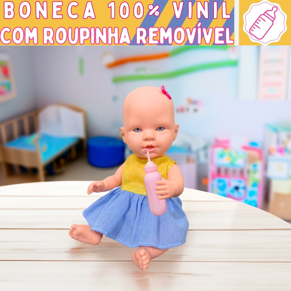 Boneca Bebê Faz Xixi De Verdade, Com Fralda E Mamadeira