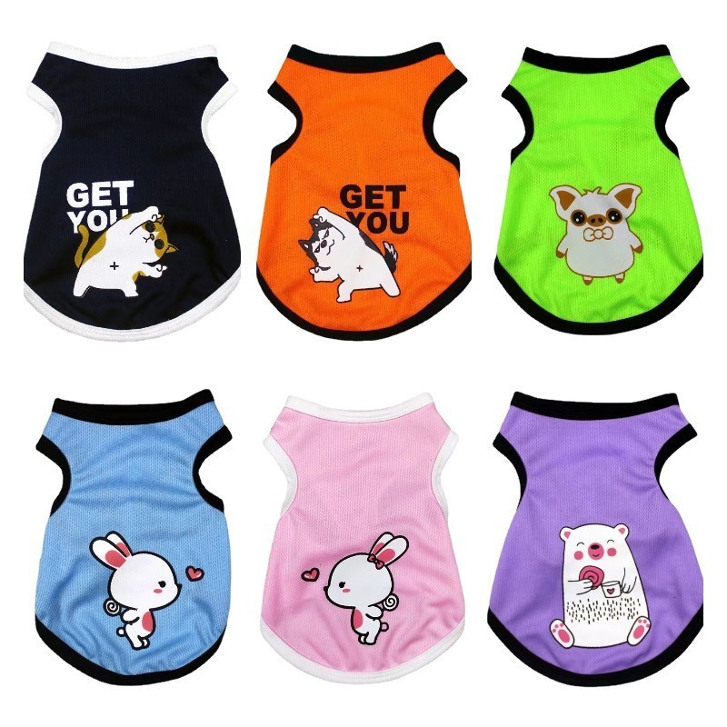 Roupas Cartoon Estampadas Para Animais De Estimação Adoráveis Camisa De Cachorro De Gato Respirável