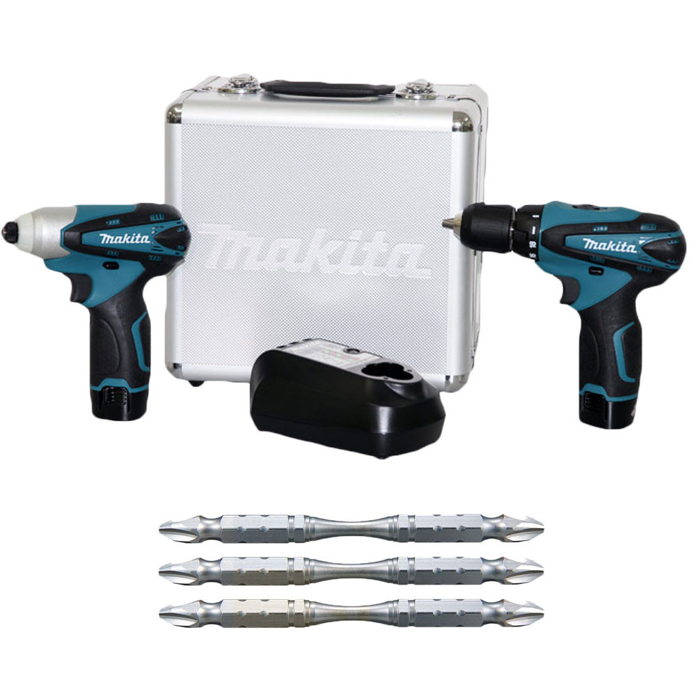 Kit Parafusadeira Furadeira de Impacto à Bateria LCT204 Makita e Bits de Torção em Oferta na Shopee