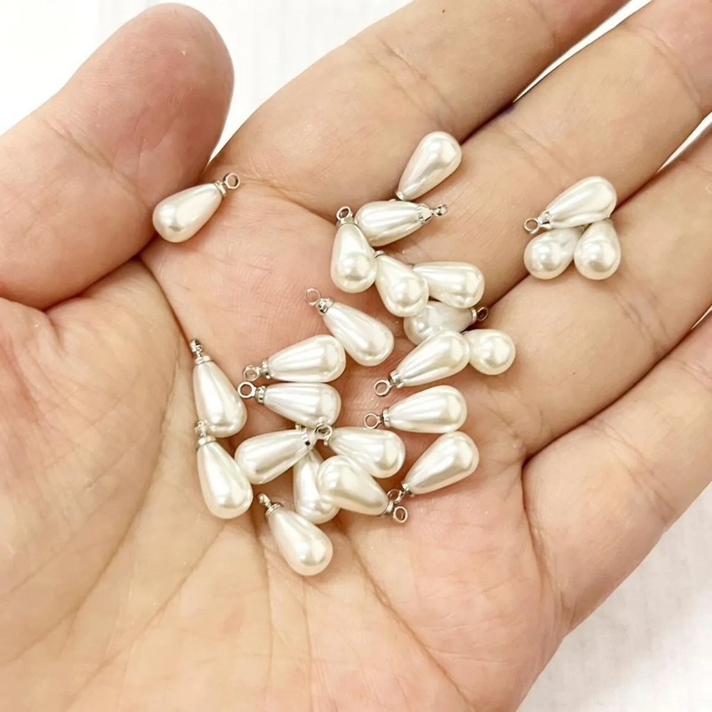 50 Pcs Pingente De Pérola Para Acessórios De Joias 6*10mm em Oferta na Shopee