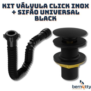 Kit Sifão Universal Preto + Válvula Click-up Lavatório Inox em Oferta na Shopee
