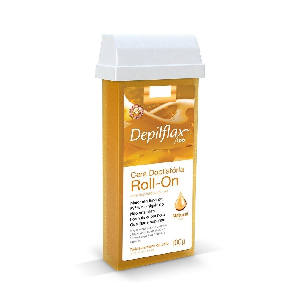 Refil Cera para Depilação Depilatória Roll-On Mel Natural 100g Depilflax