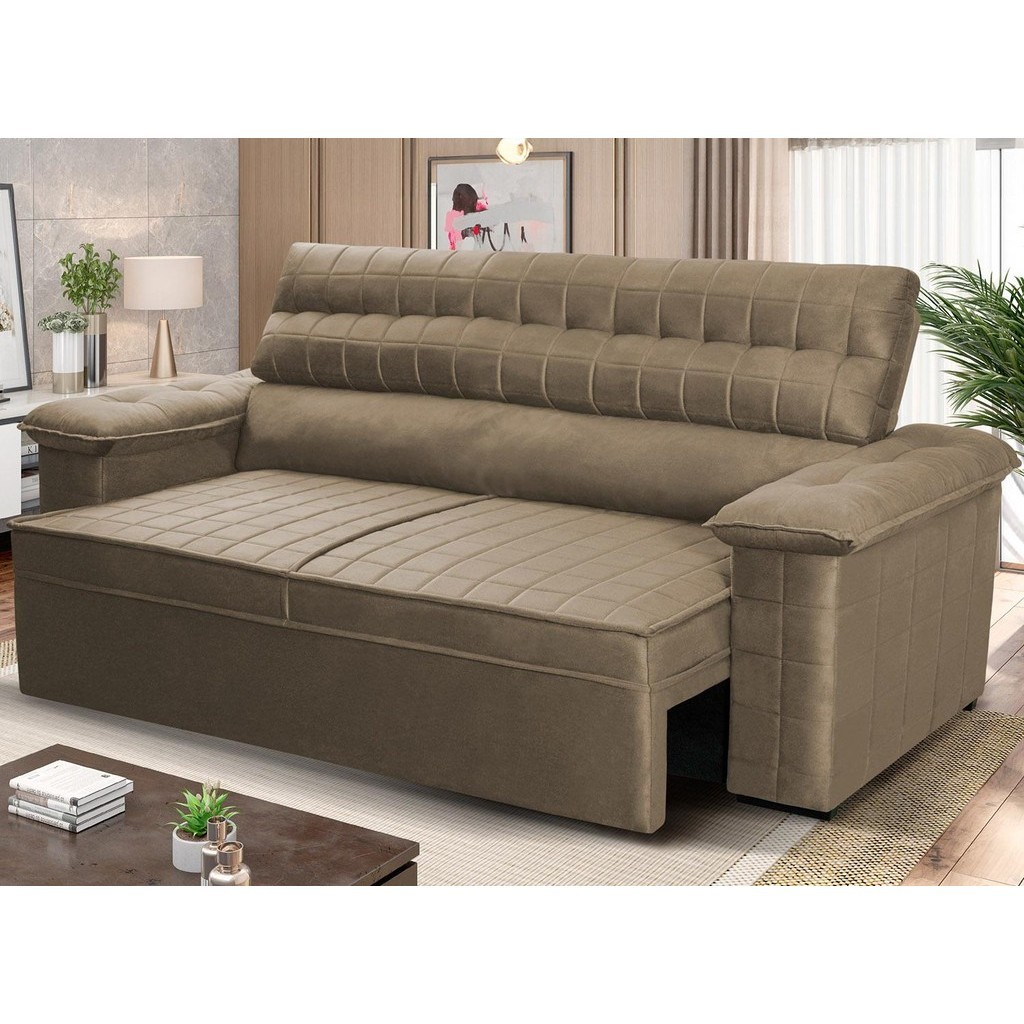 Sofá Retrátil Reclinável 2 lugares 1,50m Quantum Suede Velut Tabaco - King House - Home & Living