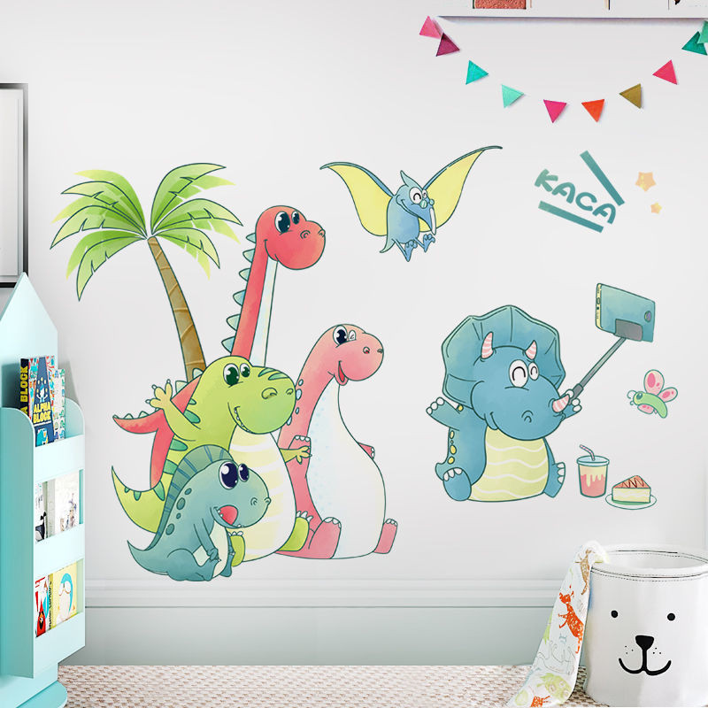 Desenho animado Decoração do Quarto Infantil Papel de parede Autocolante de Dinossauro Autocolante de Dinossauro Autocolante de parede removível