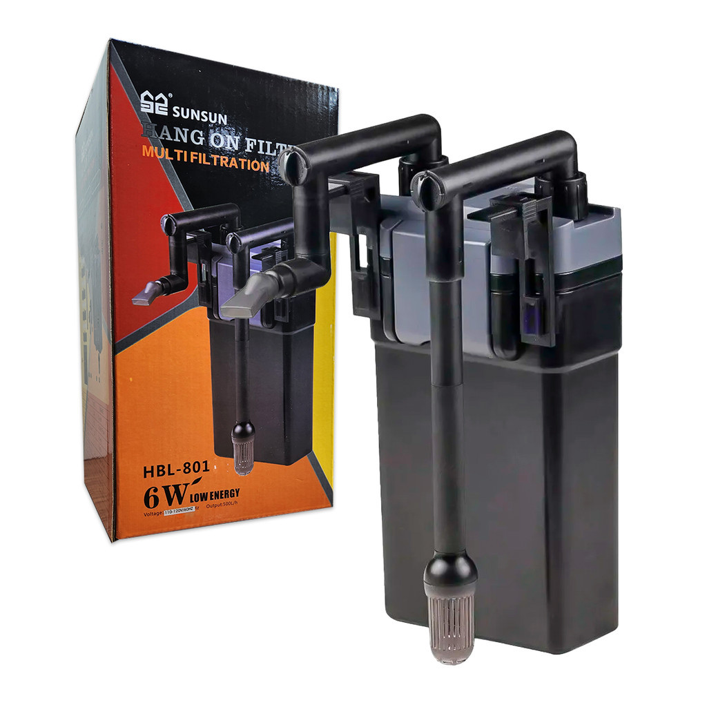 Filtro Externo HBL-801 Sunsun 500 L/h Hang On - Canister Cascata P/ Aquário Água Doce e Marinho