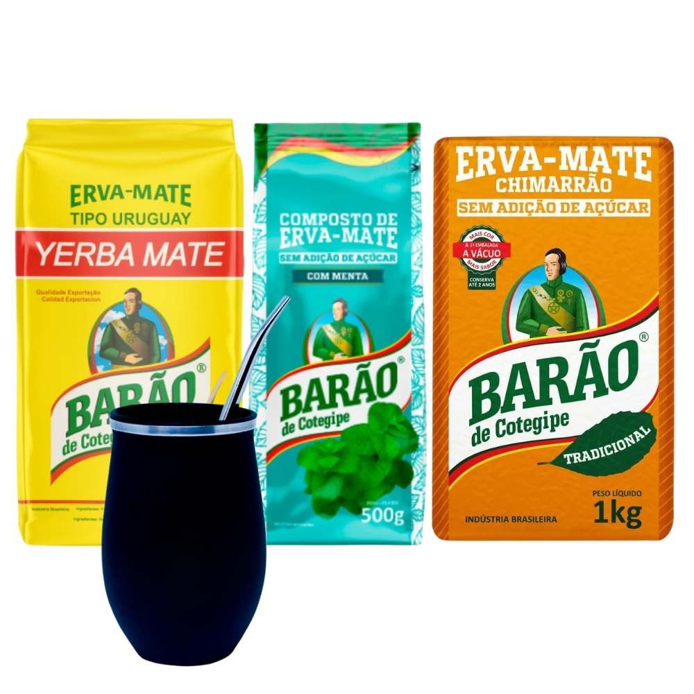 Kit Cuia 3 Erva Mate Uruguaia Export Compuesta Menta Tradic