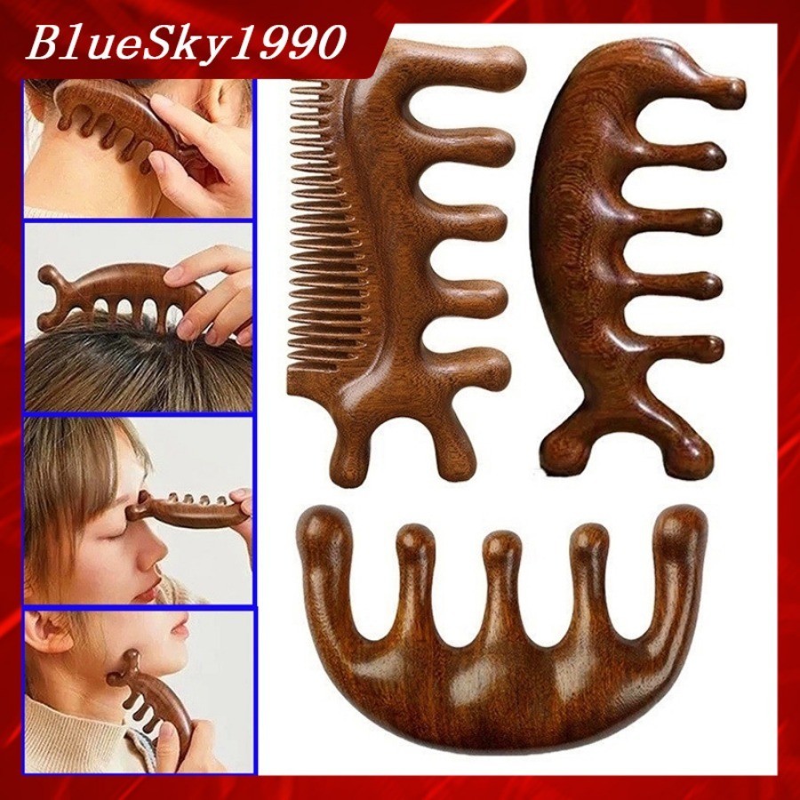 Pente De Massagem De Sândalo Dolphin Portátil Meridian Gua Sha Anti-Estática Remoção De Fadiga em Oferta na Shopee