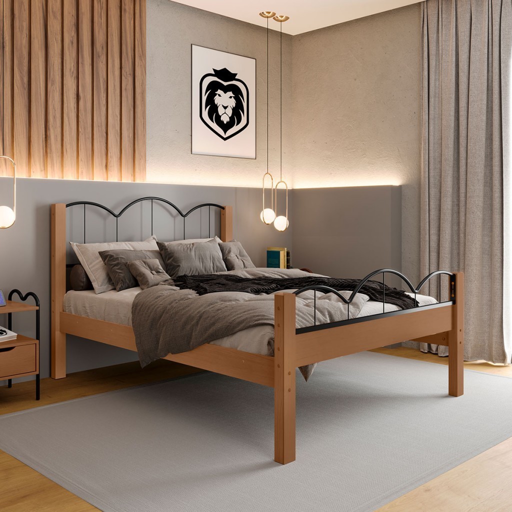Cama de Casal Oasis Preto/Nature - Art Panta - Home & Living